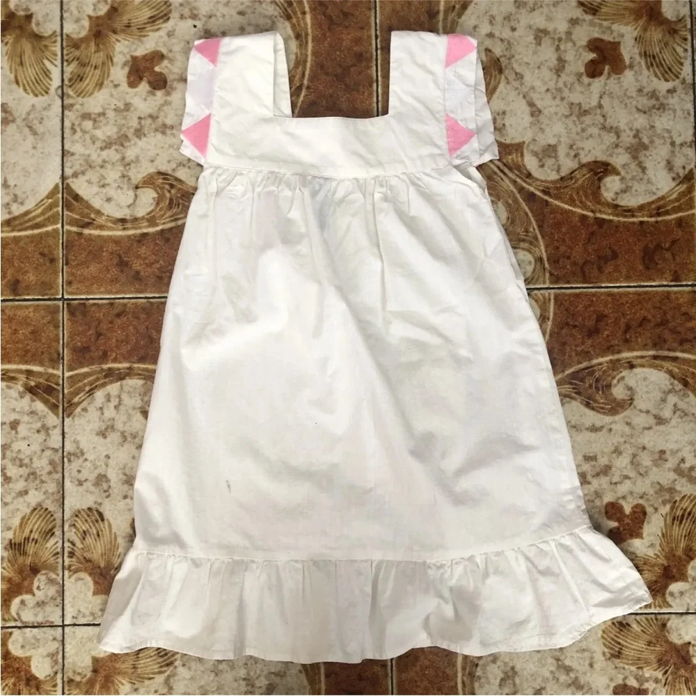 ROXY girls White Cotton dress size 8 Kids Embroidered Floral - Picture 2 of 7